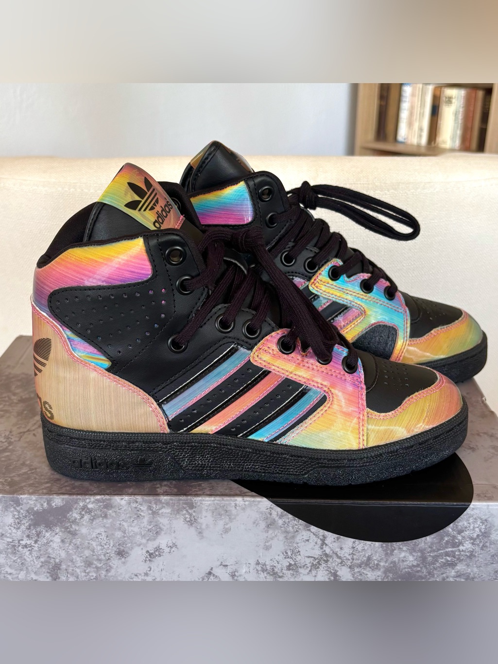 Adidas Instinct Hi X Rita Ora Core Black Hologram 2010s Chunky Womens 5.5
